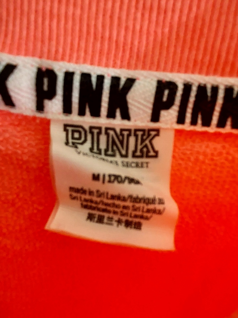 PINK Victoria's Secret Coral Cold-Shoulder Sweatshirt with White Logo - Picture 2 of 2